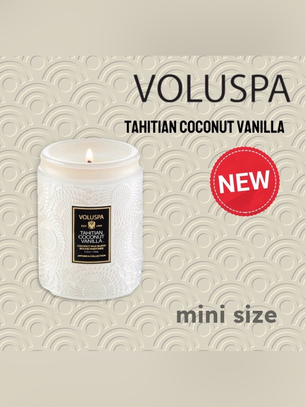 ⬇️🇺🇸🆕NEW VOLUSPA |MINI| Handcrafted TAHITIAN COCONUT VANILLA Mini glass candle*